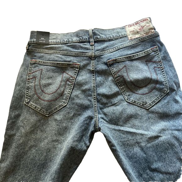 True Religion Ricky  Relaxed Straight Jean Red Stitched 34 X 32 NWT - Picture 1 of 16